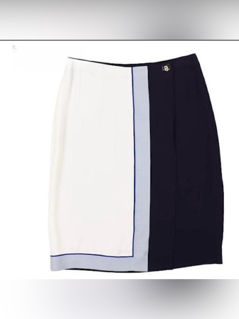 Salvatore Ferragamo Skirt Wrap White Dusty Blue Navy blue Viscose Size 42/XL
